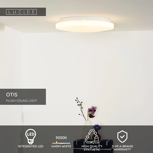 Lucide OTIS - Flush ceiling light - Ø 34 cm - LED - 1x24W 3000K - Opal - USP